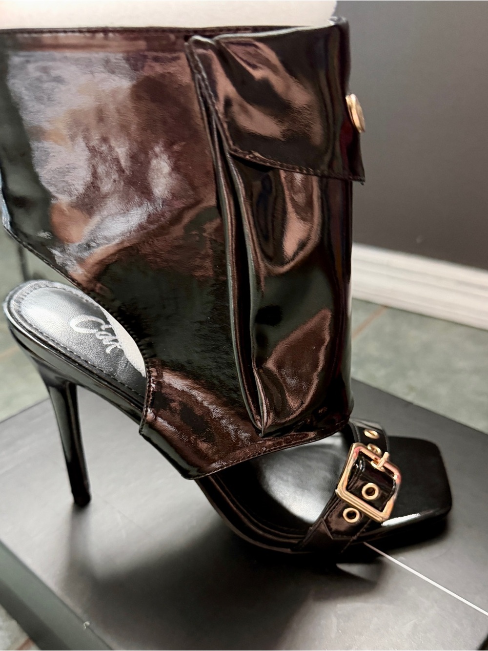 Women’s Black Open Toe Open Toe Stiletto Eveleen Carco Pantpacke Heels
